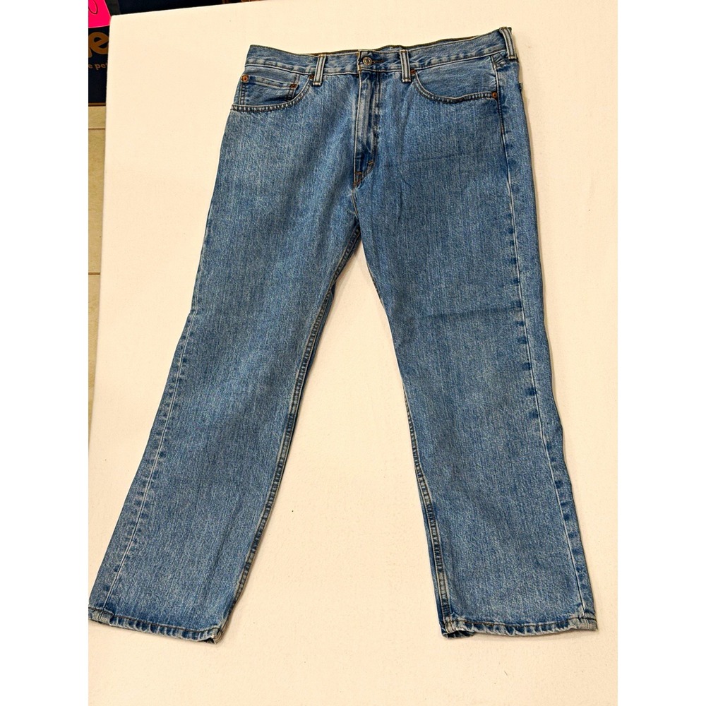 Levi's 505 Men's Straight Blue Medium Wash Denim Jeans 5-Pocket Button Logo